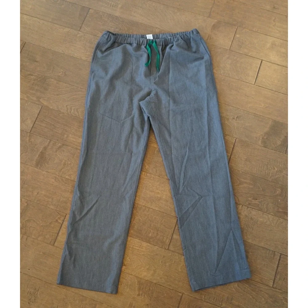 Figs Pisco Basic Scrub Pants Mens L Gray Drawstring Straight Leg Pockets PO 1404